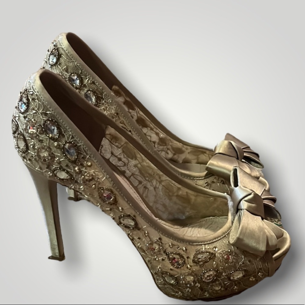 Joan & David Gold Embellished Heels